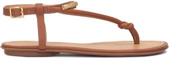 Kazar Platte bruin lederen flip-flops stijl sandalen - Dames - Sandalen - Bruin - 40 EU - Leer - Schoenen