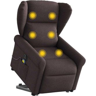 vidaXL Vidaxl - Sill&oacute;n Masaje El&eacute;ctrico Reclinable Elevable Tela Marr&oacute;n Oscuro