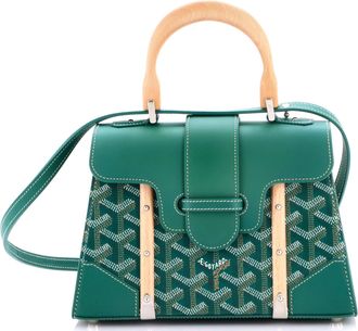 Goyard Structured Saigon Top Handle Bag Coated Canvas with Leather Mini