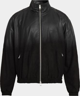 Purple Men & apos;s Leather Track Jacket