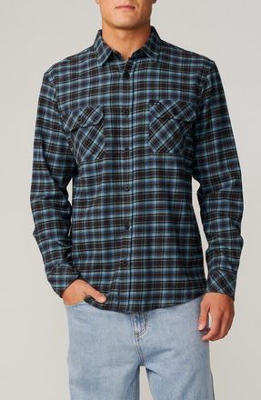 Rip Curl Check Cotton Button-Up Shirt in Washed Black at Nordstrom, Size Xx-Large