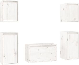 vidaXL Vidaxl - Muebles Para Tv 5 Piezas Madera Maciza De Pino Blanco