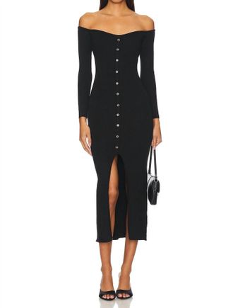 Heartloom Laramie Long Sleeve Midi Dress In Black