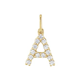 Diamond2Deal 14k Yellow Gold 1/5ct Lab-Grown Diamond Initial A Pendant