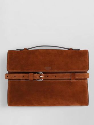 Moschino suede finish belt detail laptop briefcase