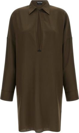 Tom Ford Green Shirt Collar Mini Dress
