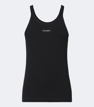 Dolce & Gabbana Top in maglia di cotone a coste con logo