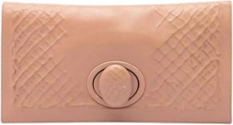 Bottega Veneta Pre-owned Embossed Woven Clutch - Dames - Vintage Clutch - Roze - ONE Size - Leer - Vintage