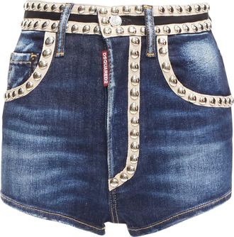 Dsquared2 silver dome studs washed denim trim hot shorts