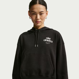 Nike Womens Nike Sportswear Phoenix Fleece Pull-Over Hoodie in Black | IO1298-010