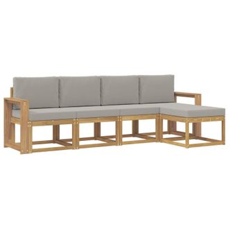 vidaXL Conjunto De Sof&aacute;s De Exterior 5 Pcs Blanco Y Gris Claro Vidaxl