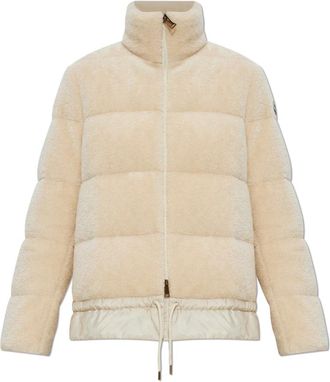 Moncler Cedre Wool-Trimmed Jacket - Dames - Gewatteerde jassen - Beige - XL - Katoen - Jassen