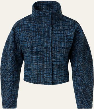 Akris Raw Denim Tweed Zip Jacket