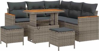 vidaXL Garden Sofa Set with Cushion with Storage Grey Poly rattan vidaXL