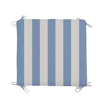 Ballard Designs Replacement Ottoman Cushion with Zipper - 24x23 - Box Edge, Canopy Stripe Cornflower/White Sunbrella - Ballard Designs