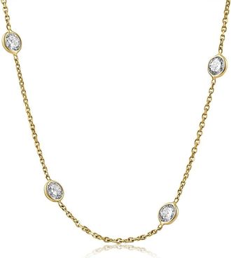 Pompeii3 4Ct Diamonds By The Yard Necklace 14K Yellow Gold Lab Grown Station Pendant