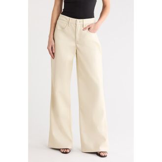 Good American Good Ease Faux Leather Wide Leg Pants in Bone001 at Nordstrom Rack, Size 14