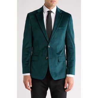 Original Penguin Two-Button Velvet Dinner Jacket in Green Velvet at Nordstrom Rack, Size 42