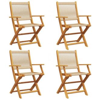 vidaXL Sillas De Jard&iacute;n Plegables 4 Uds Madera Maciza Acacia Beige Vidaxl