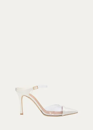 Malone Souliers 90mm Uma PVC Satin Mule Pumps