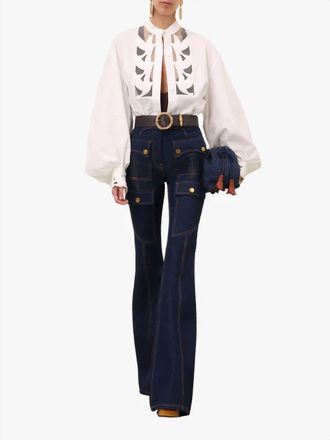 Zimmermann Luna Applique Blouse In Ivory