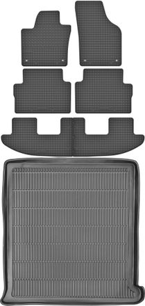 OEM Volkswagen Sharan Ii Van A Partir De 2010 Set - Alfombrillas De Goma Para Coche + Alfombrilla Para Maletero