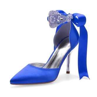 Miyoopark Wedding and Evening Shoes for Women Prom Pumps with Ribbon M531 Royal Blue UK 8.5