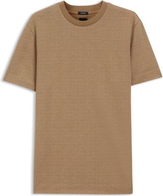 BOSS Cotton T-shirt with two-tone jacquard-knit pattern