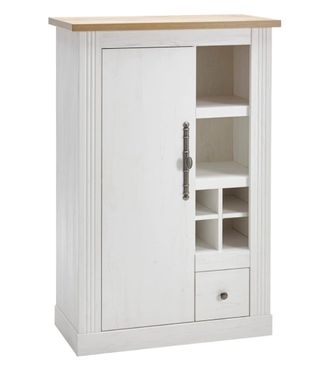Home Heavenly Mueble bodeguero con botellero color blanco provenzal