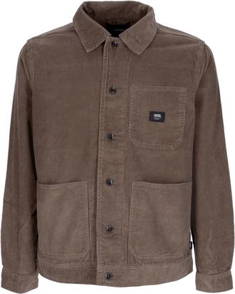 Vans Jassen, Heren, Bruin, M, Katoen, Ribfluwelen Werkjas met Kraag