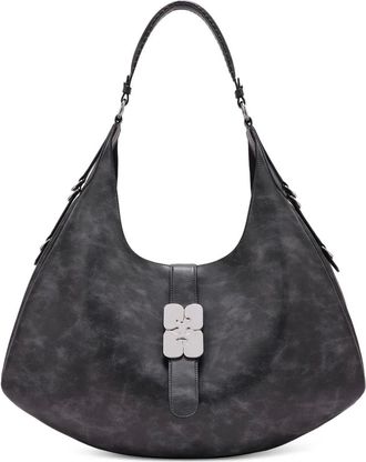 Ganni small Kat flower-buckle shoulder bag - women - Calf Leather - One Size - Black