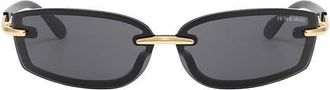 Fifth and Ninth Zuri 66mm Oversize Rectangular Sunglasses in Black/Gold at Nordstrom