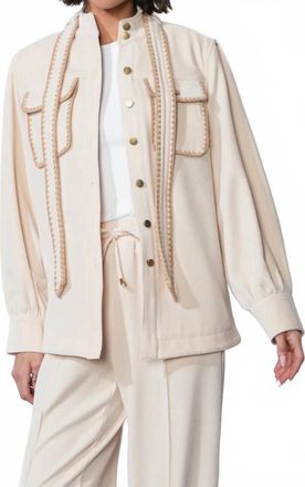 Greylin Marli Oversized Embroidered Shacket In Cream