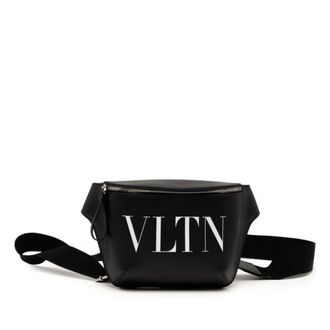 Valentino Black White Leather Sling Bag (Pre-Owned)