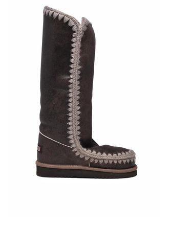 Mou Brown Leather Wool Eskimo Boots