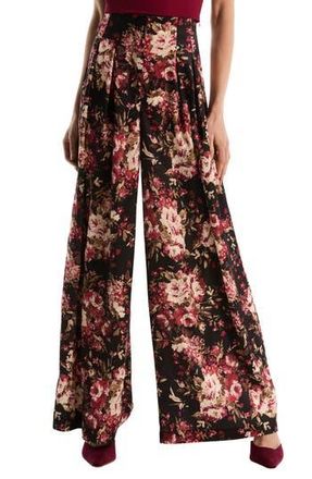 Shelli Segal Pleated Wide Leg Trousers in Black at Nordstrom Rack, Size 14