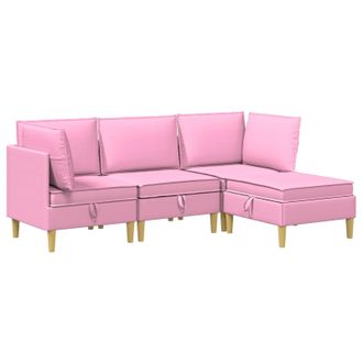 vidaXL Juego De Sof&aacute; Modular Con Almacenamiento 4 Pcs Rosa Tela Vidaxl