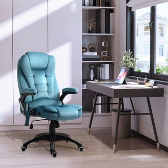 Vinsetto Office Chair, Ergonomic Desk Chair w/ 6-Point Massage & Back Heated, Linen-Feel Fabric Computer Gaming Chair w/ Adjustable Arms, Lumbar