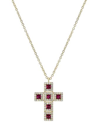 Diana M. Jewels Fine Jewelry 14K 0.73 ct. tw. Diamond & Ruby Necklace