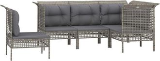 vidaXL Vidaxl - Set De Muebles De Jard&iacute;n 5 Pzas Y Cojines Rat&aacute;n Sint&eacute;tico Gris