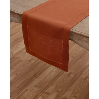 Solino Home Linen Table Runner for Dining Table, Holiday and Everyday Table Decor - Classic Hemstitch in Cinnamon at Nordstrom, Size Xx-Small