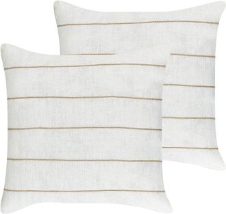 Beliani Beliani - Set of 2 Linen Cotton Scatter Cushions Striped Pattern 50 x 50 cm White nad Beige Milas