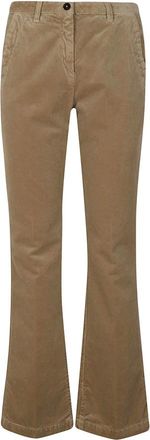 Massimo Alba Wide Trousers, female, Beige, Size: XS Velvet Brick Pantalone with Zipper Closure