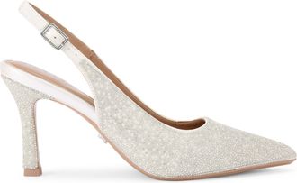 Carvela Womens Corletta Sling Court Heels - White Fabric - Size UK 8