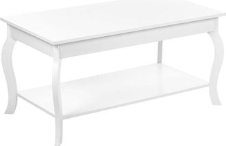 Beliani Beliani - Mesa De Centro Blanca 101 X 55 Cm Mdf Tablero De Part&iacute;culas Estante Hartford