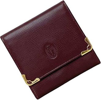 Cartier Bordeaux Leather Coin Purse/Coin Case (Pre-Owned)