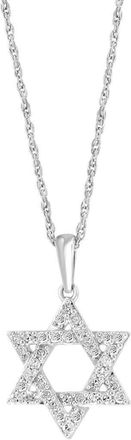 Effy Sterling Silver Pavé Diamond Star of David Pendant Necklace - 0.23 ctw. in White at Nordstrom Rack