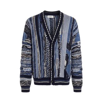 Laneus Truien & Vesten, Heren, Blauw, S, Boxy Cardigan in Jacquard