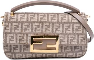 Fendi Pre-owned Fendi Zucchino Velvet Baguette Phone Pouch Satchel 7AS142 AR1B 293-0501