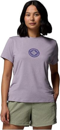 Columbia Parsons Point Short Sleeve Graphic T-Shirts Womens Workout Lavender Pearl Heather/Gem Focused : 2XL, Elastane/Polyester